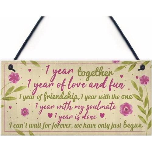 Meijiafei 1st For Boyfriend Girlfriend Him Her First Year Anniversary Plaque 10" X 5"
