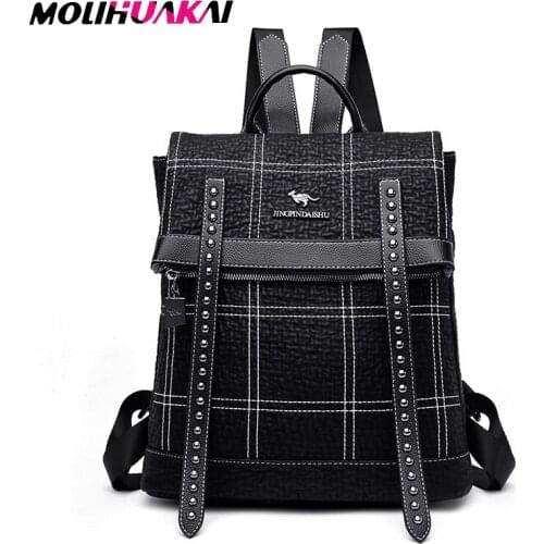 MolihuakaiCasual Luxury Women Leather Backpack Female Shoulder Bags For Women 2020 Travel Backpack School Bags For Teenage Girls