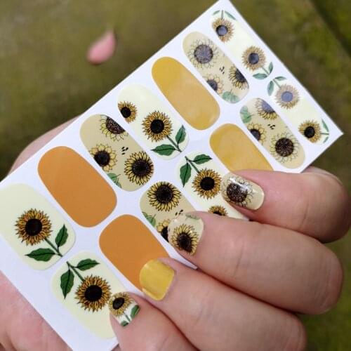 1pc Sunflower Nail Wraps Stickers Blossom Flower Nail Art Full Cover Decal Foils Sliders Decoration for Manicure Fun Polish