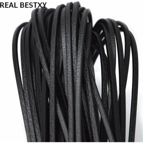 REAL BESTXY 1m/lot super fiber 4*3mm DIY leather cord flat cord leather STRIP for bracelets making jewelry accessories