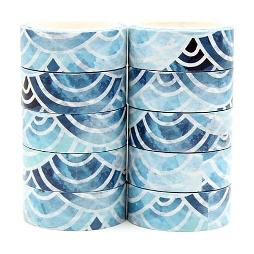New 10pcs/lot 15mm X 5m Blue Round Stripes Decorative Paper Washi Tape DIY Scrapbooking Masking Tapes School Office Supply