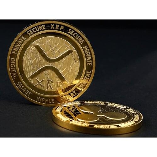 New Crypto XRP Coin Alloy Ripple Coin Gold Cryptocurrency with Coin Box Fine Copper Ripple Coin Custom Metal BTC BitCoin Gift