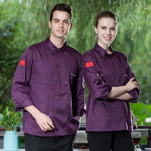Long Sleeve Chef Plus Size Clothes Men Women Kitchen Work Costumes Catering Hotel Western Restaurant Cooking Cook Workwear H2006