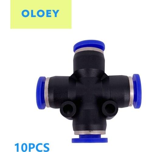 PZA 10PCS Cross Port size OD:4 6 8 10 12mm 4-ways Airtac type pneumatic fittings joint PZA-4 PZA-6 PZA8 PZA10 PZA-12