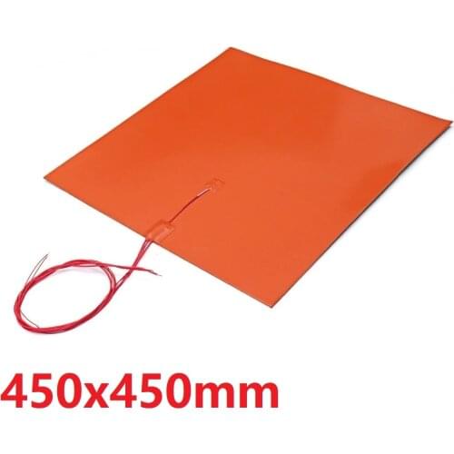 Silicone Rubber Heater 450x450mm 24v 500w Silicone Heating Pad 3M Adhesive 100k Thermistor 1000mm Lead Wires