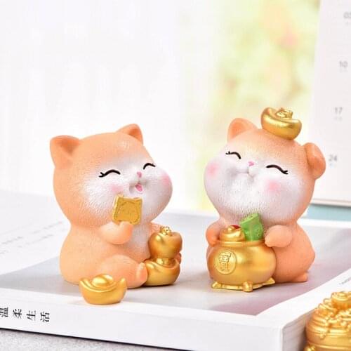 Fairy Garden Miniatures Cute Ingot Cat Home Decoration Accessories Cake Decor Miniature Animals Christmas Gift Resin Figurine