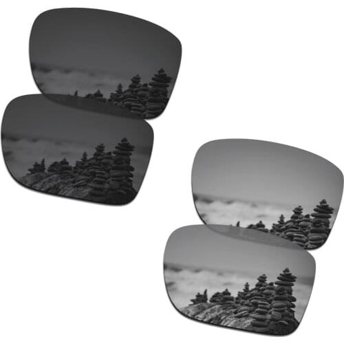 SmartVLT 2 Pairs Polarized Sunglasses Replacement Lenses for Oakley Holbrook Metal Stealth Black and Silver Titanium
