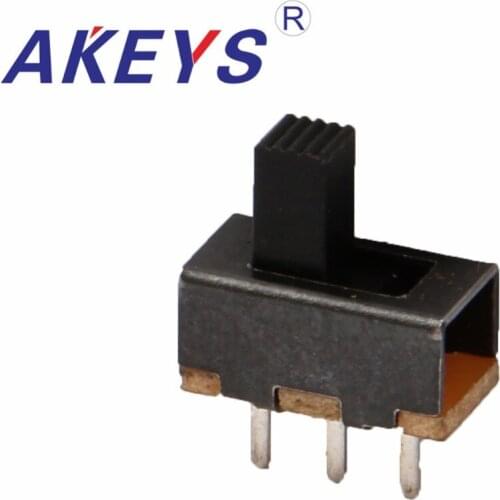 100PCS SS-12F17 1P2T Single pole double throw slide switch 3 pin verticle type handle heights can be customized pin with holes