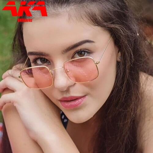 AKAgafas Square Sunglasses Women 2021 Vintage Ocean Lens Rectangle Shopping Glasses Street Beat Glasses Oculos De Sol Feminino