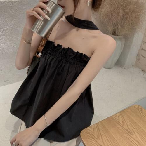 Bella Wonder Women Summer Japan Girls Sleeveless Tops Vintage Sexy Halter Blouse Casual Holiday Lady Sweet Korean Fashion Shirts