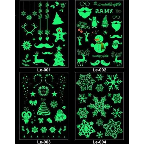 100sets Party Decoration Luminous Temporary Tattoo Stickers Christmas Carnival Party New Year Decor Christmas Decoration