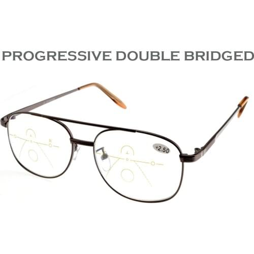 2019 Gafas De Lectura Claravida Progressive Reading Glasses Double Bridged For Men See Far And Near +1 +1.5 +2 +2.5 +3 +3.5 +4