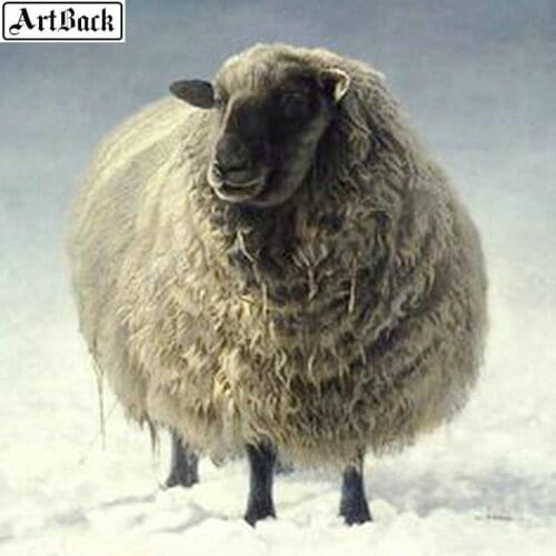 5d diy diamond painting sheep sticker diamond mosaic full square lamb snow home decoration crafts embroidery animal