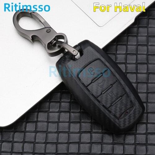 Carbon Fiber Car Key for Great Wall Haval Coupe H7 H8 H9 GMW H6 Samrt Cover Color Stripe Remote Fob Shell Case Keychain