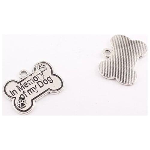 Free Ship 100Pcs Tibetan Silver Pet Dog Bone in memory of my dog Charms Fit pendant Bracelet 25x19mm NEW