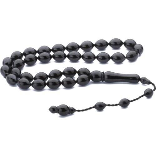 Black Natural Erzurum Jet Stone Prayer Bead Men Rosary Islamic Tasbih Made in Turkey