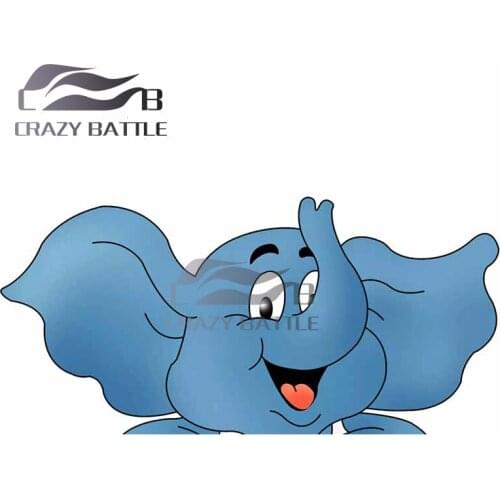 Crazy Battle 13cm x 6.2cm Elephant Peep Car Stickers Vinyl JDM Bumper Trunk Truck Graphics DIY VAN Fine Windshield Decal