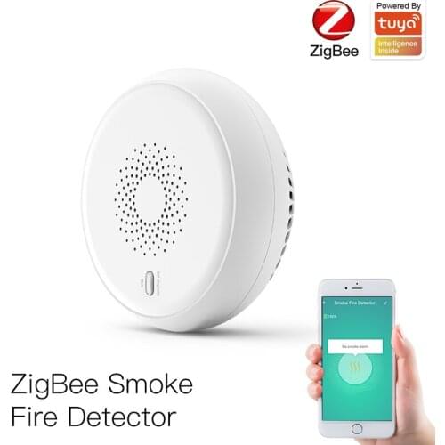 Zigbee Smart Smoke Fire Alarm Sensor Detector Home Security System Battery-Powered Alarm Wireless Smart Life Tuya APP Control