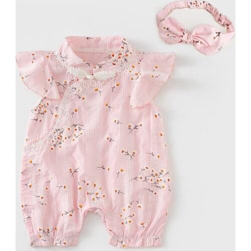 Childrens clothing 2021 summer newborn clothes baby clothes baby onesies cheongsam romper