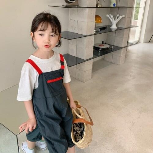 Kids Overalls Baby Boys Girls Casual Color Matching Short Jumpsuits 2021 New Summer Childrens Suspender Pants Toddler Shorts