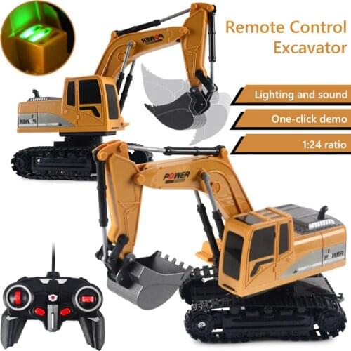 RC Excavator Toy 2.4Ghz 6 Channel 1:24 RC Engineering Car Alloy And Plastic Excavator 6CH And 5CH RTR For Kids Christmas Gift