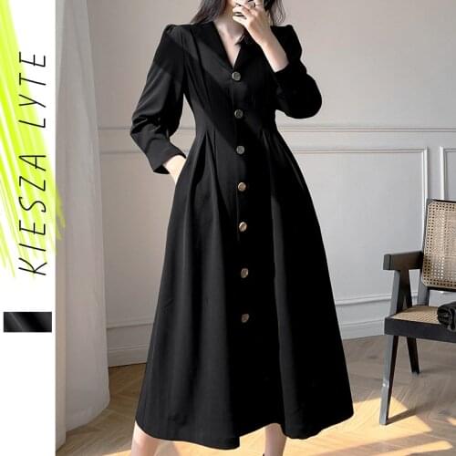 Elegant Long Sleeve Black Dress 2021 New Spring Autumn Luxury Designer V-neck Party Dresses Office Fashion Free Shipping