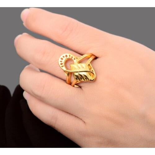 Hot New 2018 Fashion Gold Rings 24k Gold Color Trendy Jewelry For Women Wedding Party Wholesale Promotions JR061