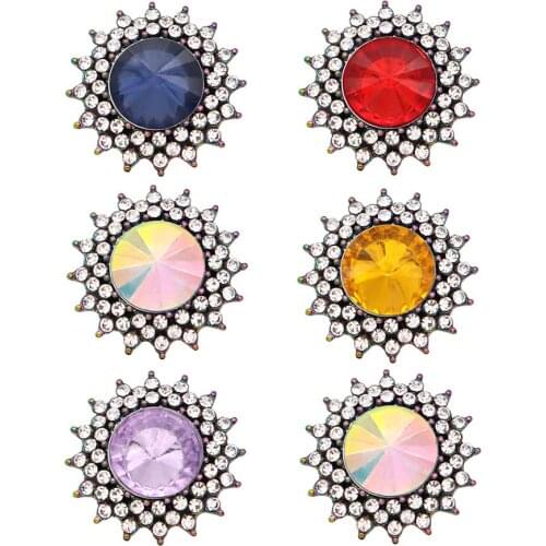 Crystal flower 18mm Metal snap button jewelry DIY bracelet KC2281