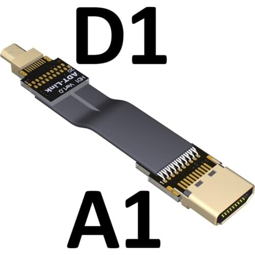 ADT-Link FPV Cable Micro Mini Flat/Angled Camera Connector Flexible Wire Cord 18Gbps 4K@50/60 2160p for HDMI-compatible