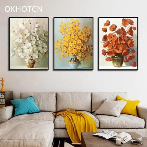 Flower Plant Canvas Painting Nordic Poster Elegant Energetic Wall Pictures for Living Room Home Decoration Posters and Prints