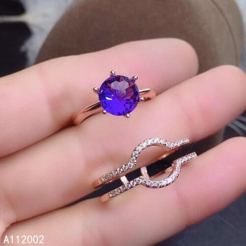 KJJEAXCMY fine jewelry natural Amethyst 925 sterling silver adjustable gemstone women Combination ring luxury