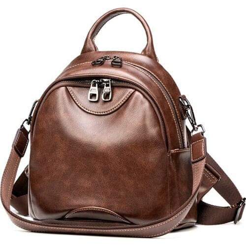 Brown Backpacks for Women Multifunctional Retro Shoulder Bag Woman 2021 Spring New Fashion Soft Leather Travel Backpack Female
