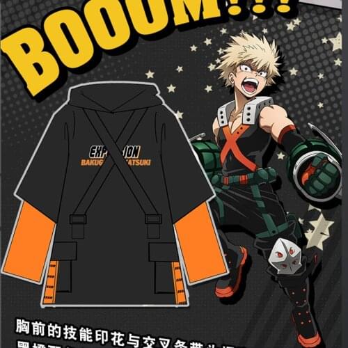 Anime Deku Midoriya Izuku Cosplay Costumes My Hero Academia Hoodies Bakugou Katsuki Sweatshirt Splice Pullover Sportswear Top