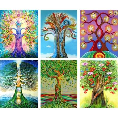 Colorful Tree Diamond Painting DIY 5D Full Round Landscape Picture Diamond Embroidery Mosaic Cross Stitch Home Decor Gift Crafts