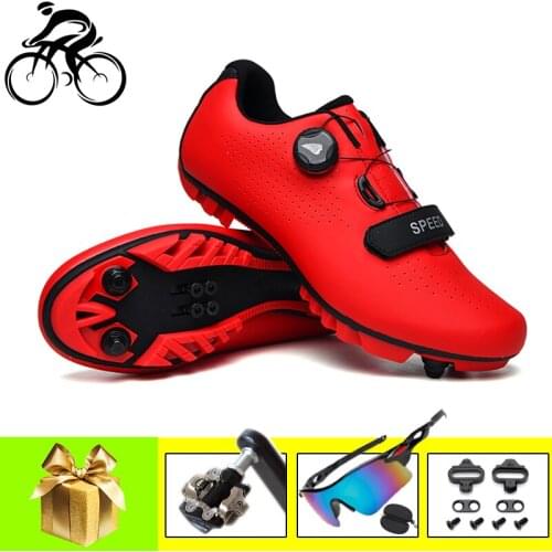 MTB Cycling Shoes Men Outdoor Sports Self-locking Mountain Bike Sneakers add SPD Pedals Racing Women Racing Bicycle Shoes