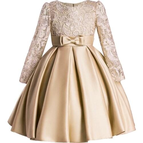 Summer Long Sleeve Dress Girl Kids Dresses For Girls Pageant Gown Clothing Party Solid Lace Dress Princess Dress 3-12 Years