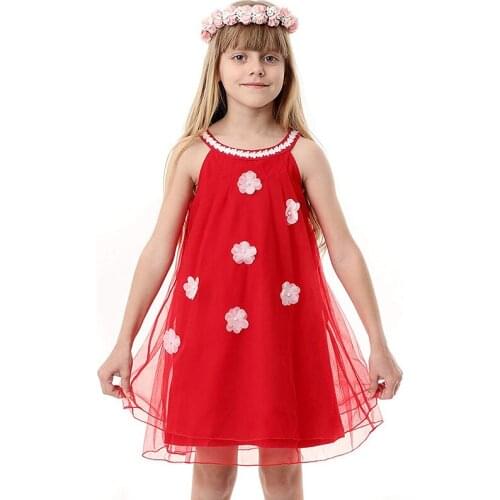 Girl Summer Tulle Dress Cotton Casual Halter Neck Sleeveless Tank Dress Outfit Flower Girl Cold Shoulder Beach Sundress