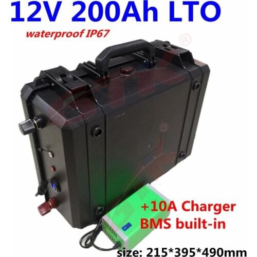 20000 cycles LTO 12V 200ah Lithium titanate battery BMS 5s for trolling motor RV Solar energy back up power supply +10A Charger