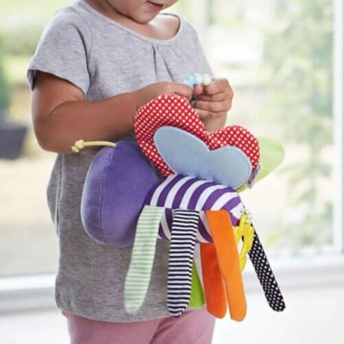 Infant Newborn Soft Bee Plush Toy Baby Bed Bell Soft Hanging Toys Animal Handbells Rattles Education Doll For Stroller