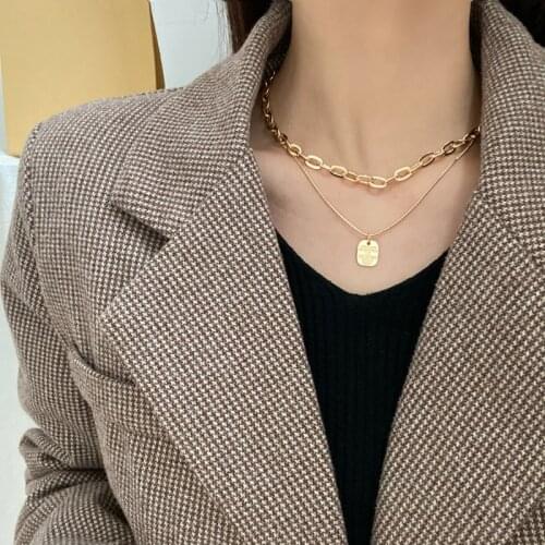 Fashion Letters Hanging Tag Necklace Double Personality Cold Wind Collarbone Chain Web Celebrity Creative Choker Women Jewelry
