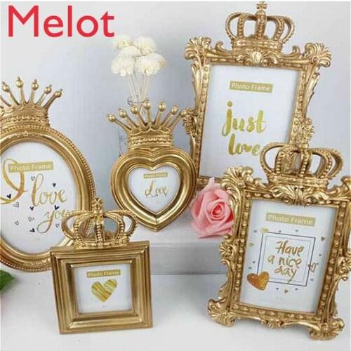 Fashion European Style Luxury Retro Studio Golden Photo Frame Home Personalized Creative Crown Photo Frame Customization