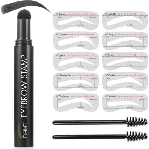 Eyebrow Stamp Shaping Kit Professional Eye Brow Gel Stamp Makeup Kit With 10 Reusable Eyebrow Stencils Eyebrow Brushes TSLM1