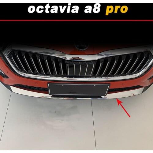 Car Front Bumper Strip Trim Head Grill Cover Chrome Decoration Styling for Skoda Octavia Pro A8 2021 2022 Exterior Accessories
