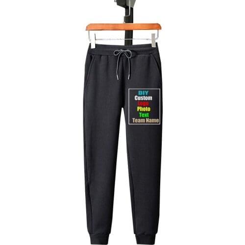 Customize your picture LOGO trousers men winter plus velvet thick casual trousers youth trousers trendy feet trousers
