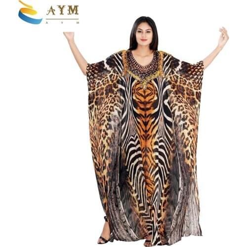 2021 cross-border spring and summer new womens clothing Middle East loose large size printed dress Muslim robe