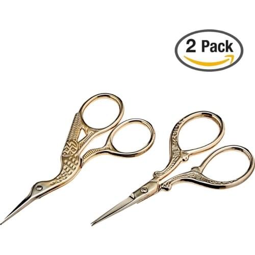 2Pcs Stainless Steel Vintage Scissors Embroidery Sewing Tool Craft Shears Cross Stitch Scissors for Fabric Needlework