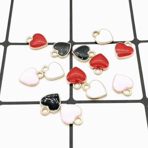 30Pcs/lot 10*12mm Fashion Heart Charms Enamel Pendant Alloy Korean DIY Jewelry Accessories Metal Making For Necklace Earrings