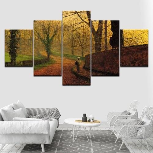 Nature autumn Landscape 5 Piece Wallpapers Art Canvas Print modern Poster Modular art painting for Living Room Home Decor