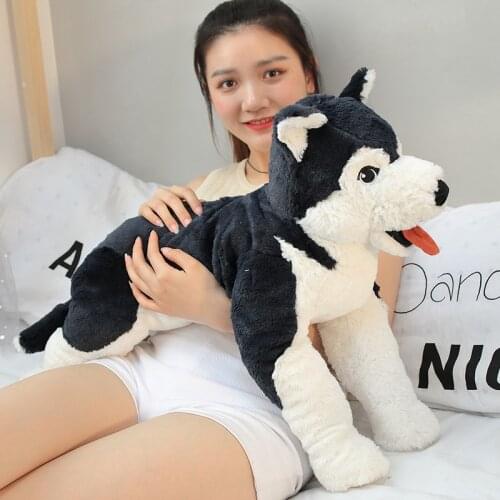 30/70cm Large Simulation Fluffy Husky Plush Cute Soft Stuffed Dog Doll Kid Soothing Toys Sleeping Pillow Children Birthday Gift