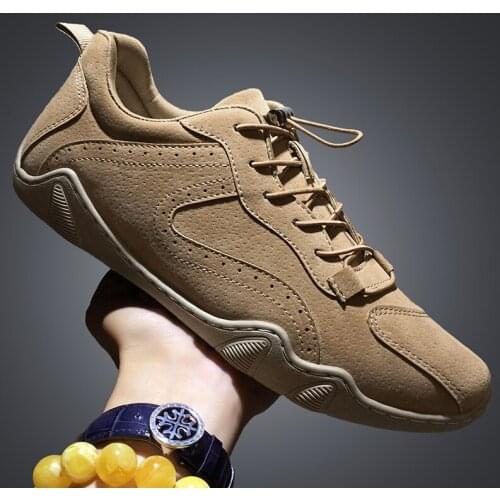 Luxury Suede Leather Mens Sneakers Fashion Comfortable Outdoor Training Running Shoes Men Light Casual Loafers Driving Shoes